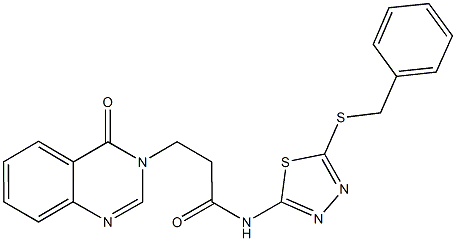 N-[5-(benzylsulfanyl)-1,3,4-thiadiazol-2-yl]-3-(4-oxo-3(4H)-quinazolinyl)propanamide Struktur