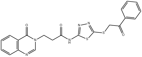 N-{5-[(2-oxo-2-phenylethyl)sulfanyl]-1,3,4-thiadiazol-2-yl}-3-(4-oxo-3(4H)-quinazolinyl)propanamide Struktur