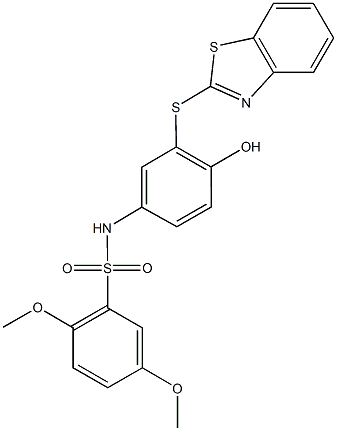 N-[3-(1,3-benzothiazol-2-ylsulfanyl)-4-hydroxyphenyl]-2,5-dimethoxybenzenesulfonamide Struktur