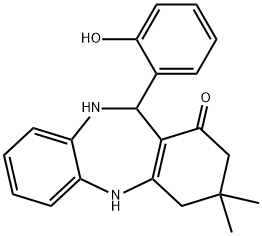 11-(2-hydroxyphenyl)-3,3-dimethyl-2,3,4,5,10,11-hexahydro-1H-dibenzo[b,e][1,4]diazepin-1-one Struktur