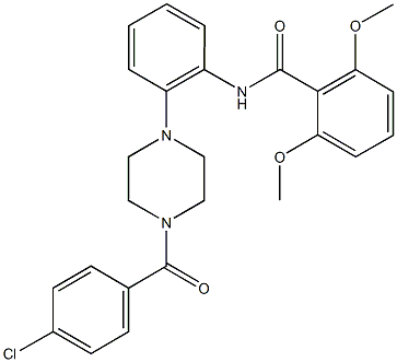 N-{2-[4-(4-chlorobenzoyl)-1-piperazinyl]phenyl}-2,6-dimethoxybenzamide Struktur