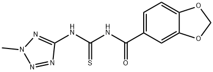 N-(1,3-benzodioxol-5-ylcarbonyl)-N'-(2-methyl-2H-tetraazol-5-yl)thiourea Struktur