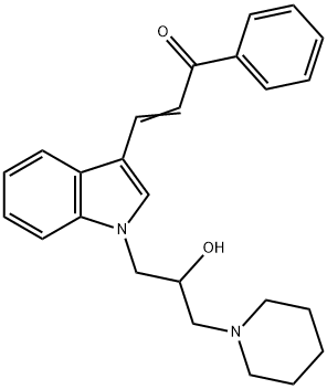 3-{1-[2-hydroxy-3-(1-piperidinyl)propyl]-1H-indol-3-yl}-1-phenyl-2-propen-1-one Struktur