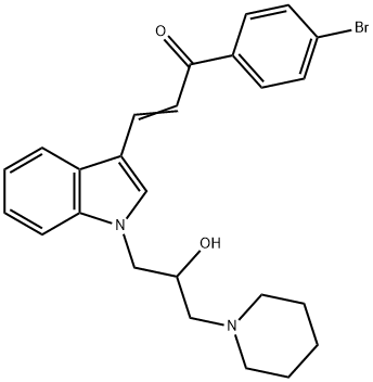 1-(4-bromophenyl)-3-{1-[2-hydroxy-3-(1-piperidinyl)propyl]-1H-indol-3-yl}-2-propen-1-one Struktur