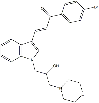 1-(4-bromophenyl)-3-{1-[2-hydroxy-3-(4-morpholinyl)propyl]-1H-indol-3-yl}-2-propen-1-one Struktur