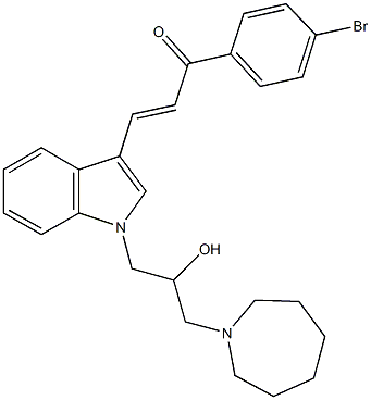 3-{1-[3-(1-azepanyl)-2-hydroxypropyl]-1H-indol-3-yl}-1-(4-bromophenyl)-2-propen-1-one Struktur