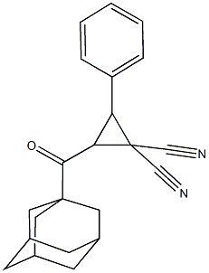 2-(1-adamantylcarbonyl)-3-phenyl-1,1-cyclopropanedicarbonitrile Struktur