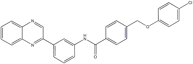 4-[(4-chlorophenoxy)methyl]-N-[3-(2-quinoxalinyl)phenyl]benzamide Struktur