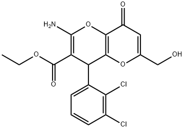 ethyl 2-amino-4-(2,3-dichlorophenyl)-6-(hydroxymethyl)-8-oxo-4,8-dihydropyrano[3,2-b]pyran-3-carboxylate Struktur