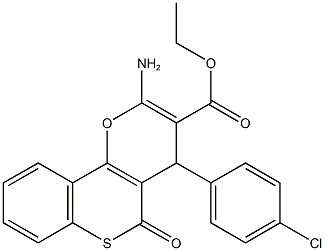 ethyl 2-amino-4-(4-chlorophenyl)-5-oxo-4H,5H-thiochromeno[4,3-b]pyran-3-carboxylate Struktur