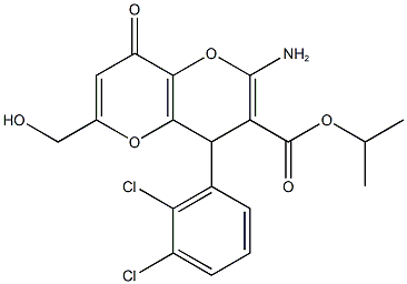 isopropyl 2-amino-4-(2,3-dichlorophenyl)-6-(hydroxymethyl)-8-oxo-4,8-dihydropyrano[3,2-b]pyran-3-carboxylate Struktur