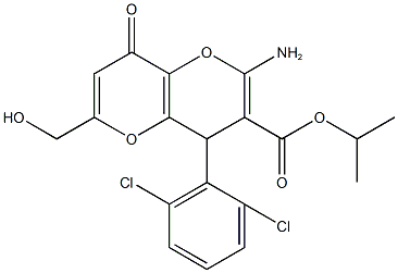 isopropyl 2-amino-4-(2,6-dichlorophenyl)-6-(hydroxymethyl)-8-oxo-4,8-dihydropyrano[3,2-b]pyran-3-carboxylate Struktur