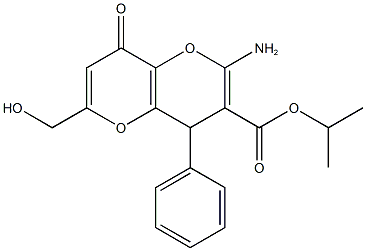 isopropyl 2-amino-6-(hydroxymethyl)-8-oxo-4-phenyl-4,8-dihydropyrano[3,2-b]pyran-3-carboxylate Struktur