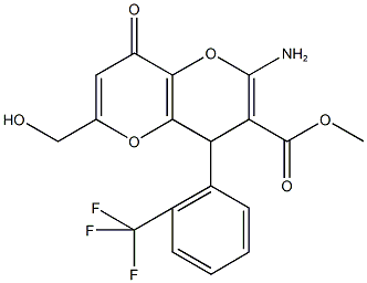 methyl 2-amino-6-(hydroxymethyl)-8-oxo-4-[2-(trifluoromethyl)phenyl]-4,8-dihydropyrano[3,2-b]pyran-3-carboxylate Struktur