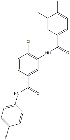 4-chloro-3-[(3,4-dimethylbenzoyl)amino]-N-(4-fluorophenyl)benzamide Struktur