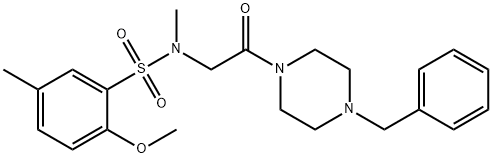 N-[2-(4-benzyl-1-piperazinyl)-2-oxoethyl]-2-methoxy-N,5-dimethylbenzenesulfonamide Struktur