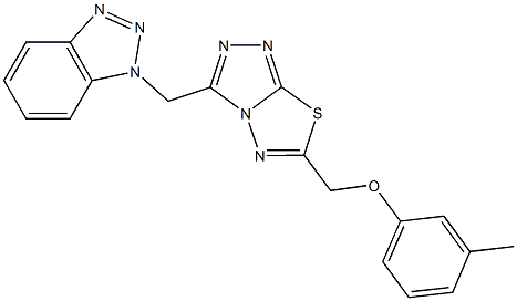 [3-(1H-1,2,3-benzotriazol-1-ylmethyl)[1,2,4]triazolo[3,4-b][1,3,4]thiadiazol-6-yl]methyl 3-methylphenyl ether Struktur