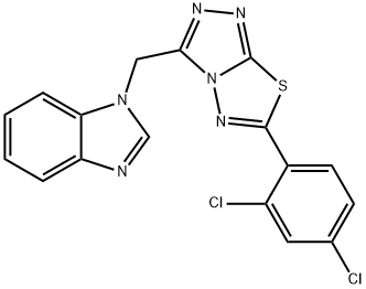 1-{[6-(2,4-dichlorophenyl)[1,2,4]triazolo[3,4-b][1,3,4]thiadiazol-3-yl]methyl}-1H-benzimidazole Struktur