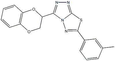 3-(2,3-dihydro-1,4-benzodioxin-2-yl)-6-(3-methylphenyl)[1,2,4]triazolo[3,4-b][1,3,4]thiadiazole Struktur