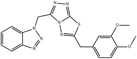 1-{[6-(3,4-dimethoxybenzyl)[1,2,4]triazolo[3,4-b][1,3,4]thiadiazol-3-yl]methyl}-1H-1,2,3-benzotriazole Struktur