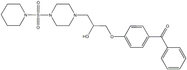 (4-{2-hydroxy-3-[4-(1-piperidinylsulfonyl)-1-piperazinyl]propoxy}phenyl)(phenyl)methanone Struktur