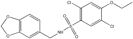 N-(1,3-benzodioxol-5-ylmethyl)-2,5-dichloro-4-ethoxybenzenesulfonamide Struktur