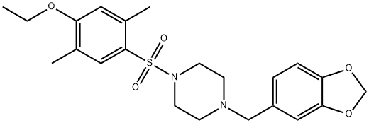 4-{[4-(1,3-benzodioxol-5-ylmethyl)-1-piperazinyl]sulfonyl}-2,5-dimethylphenyl ethyl ether Struktur