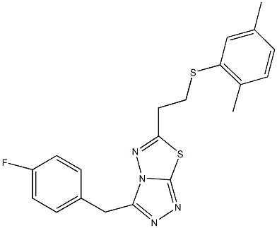 2,5-dimethylphenyl 2-[3-(4-fluorobenzyl)[1,2,4]triazolo[3,4-b][1,3,4]thiadiazol-6-yl]ethyl sulfide Struktur