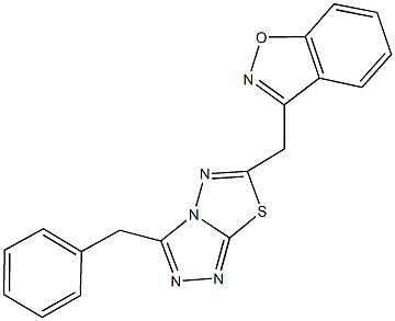 3-[(3-benzyl[1,2,4]triazolo[3,4-b][1,3,4]thiadiazol-6-yl)methyl]-1,2-benzisoxazole Struktur