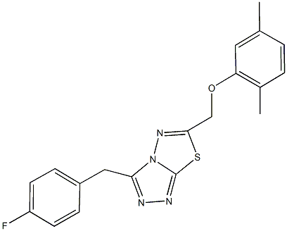 2,5-dimethylphenyl [3-(4-fluorobenzyl)[1,2,4]triazolo[3,4-b][1,3,4]thiadiazol-6-yl]methyl ether Struktur