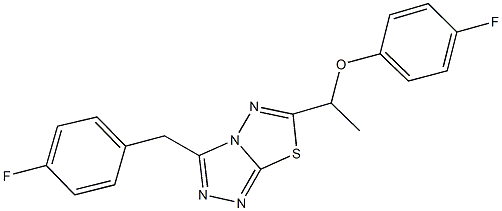 1-[3-(4-fluorobenzyl)[1,2,4]triazolo[3,4-b][1,3,4]thiadiazol-6-yl]ethyl 4-fluorophenyl ether Struktur