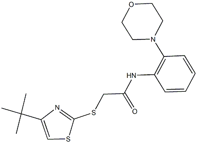 2-[(4-tert-butyl-1,3-thiazol-2-yl)sulfanyl]-N-[2-(4-morpholinyl)phenyl]acetamide Struktur