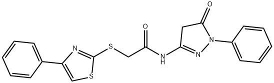 N-(5-oxo-1-phenyl-4,5-dihydro-1H-pyrazol-3-yl)-2-[(4-phenyl-1,3-thiazol-2-yl)sulfanyl]acetamide Struktur