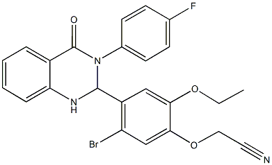 {5-bromo-2-ethoxy-4-[3-(4-fluorophenyl)-4-oxo-1,2,3,4-tetrahydro-2-quinazolinyl]phenoxy}acetonitrile Struktur