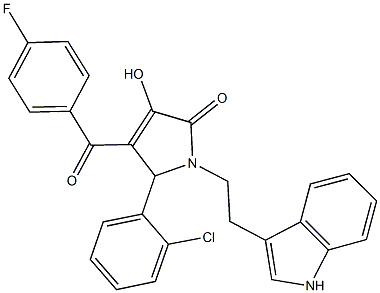 5-(2-chlorophenyl)-4-(4-fluorobenzoyl)-3-hydroxy-1-[2-(1H-indol-3-yl)ethyl]-1,5-dihydro-2H-pyrrol-2-one Struktur