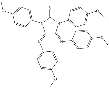 1,3-bis(4-methoxyphenyl)-4,5-bis[(4-methoxyphenyl)imino]imidazolidine-2-thione Struktur