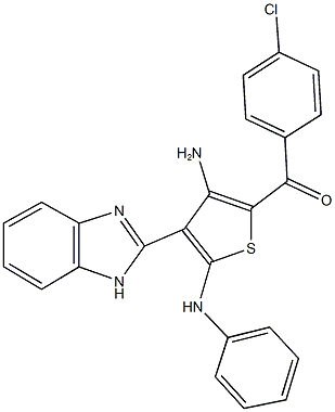 [3-amino-5-anilino-4-(1H-benzimidazol-2-yl)thien-2-yl](4-chlorophenyl)methanone Struktur