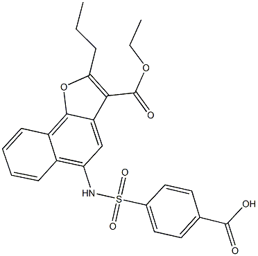 4-({[3-(ethoxycarbonyl)-2-propylnaphtho[1,2-b]furan-5-yl]amino}sulfonyl)benzoic acid Struktur