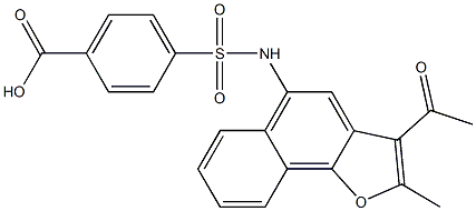 4-{[(3-acetyl-2-methylnaphtho[1,2-b]furan-5-yl)amino]sulfonyl}benzoic acid Struktur