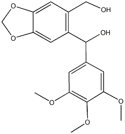 [6-(hydroxymethyl)-1,3-benzodioxol-5-yl](3,4,5-trimethoxyphenyl)methanol Struktur