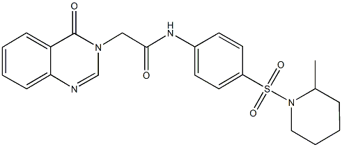 N-{4-[(2-methyl-1-piperidinyl)sulfonyl]phenyl}-2-(4-oxo-3(4H)-quinazolinyl)acetamide Struktur