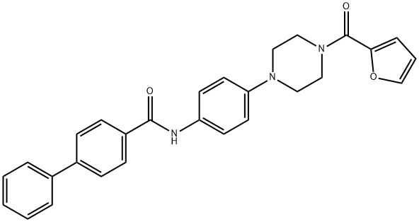 N-{4-[4-(2-furoyl)-1-piperazinyl]phenyl}[1,1'-biphenyl]-4-carboxamide Struktur