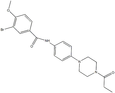 3-bromo-4-methoxy-N-[4-(4-propionyl-1-piperazinyl)phenyl]benzamide Struktur