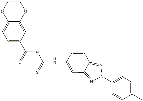 N-(2,3-dihydro-1,4-benzodioxin-6-ylcarbonyl)-N'-[2-(4-methylphenyl)-2H-1,2,3-benzotriazol-5-yl]thiourea Struktur