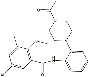 N-[2-(4-acetyl-1-piperazinyl)phenyl]-5-bromo-2-methoxy-3-methylbenzamide Struktur