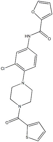 N-{3-chloro-4-[4-(2-thienylcarbonyl)-1-piperazinyl]phenyl}-2-furamide Struktur