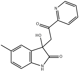 3-hydroxy-5-methyl-3-[2-oxo-2-(2-pyridinyl)ethyl]-1,3-dihydro-2H-indol-2-one Struktur