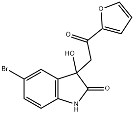 5-bromo-3-[2-(2-furyl)-2-oxoethyl]-3-hydroxy-1,3-dihydro-2H-indol-2-one Struktur