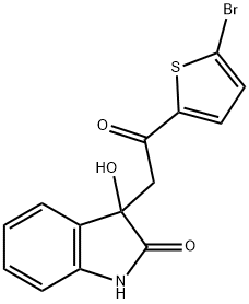 3-[2-(5-bromo-2-thienyl)-2-oxoethyl]-3-hydroxy-1,3-dihydro-2H-indol-2-one Struktur