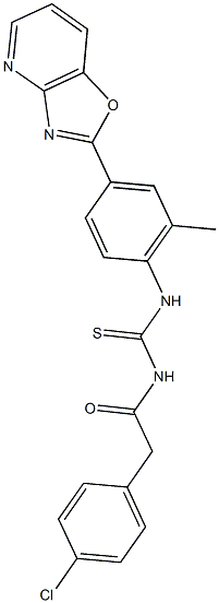 N-[(4-chlorophenyl)acetyl]-N'-(2-methyl-4-[1,3]oxazolo[4,5-b]pyridin-2-ylphenyl)thiourea Struktur